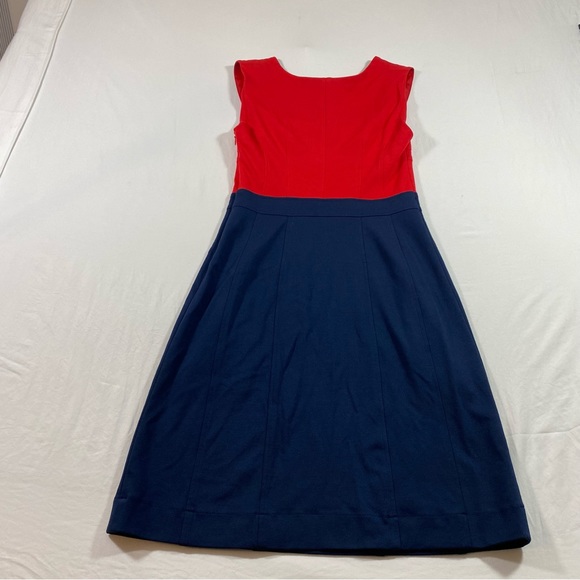 Anthropology Dress Women’s Small Mini sleeveless square neck Pockets Red Blue - Picture 9 of 11